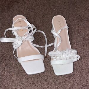 BAMBOO Elegant White Strappy Heels